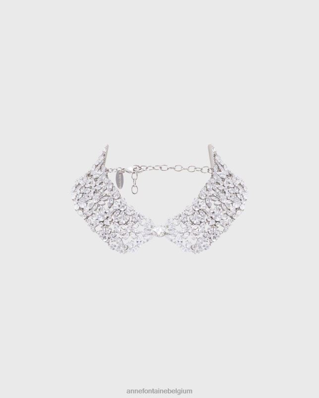 Anne Fontaine vrouwen Carolina-kraag versierd met meerdere kristallen accessoires zilver 06TRT510