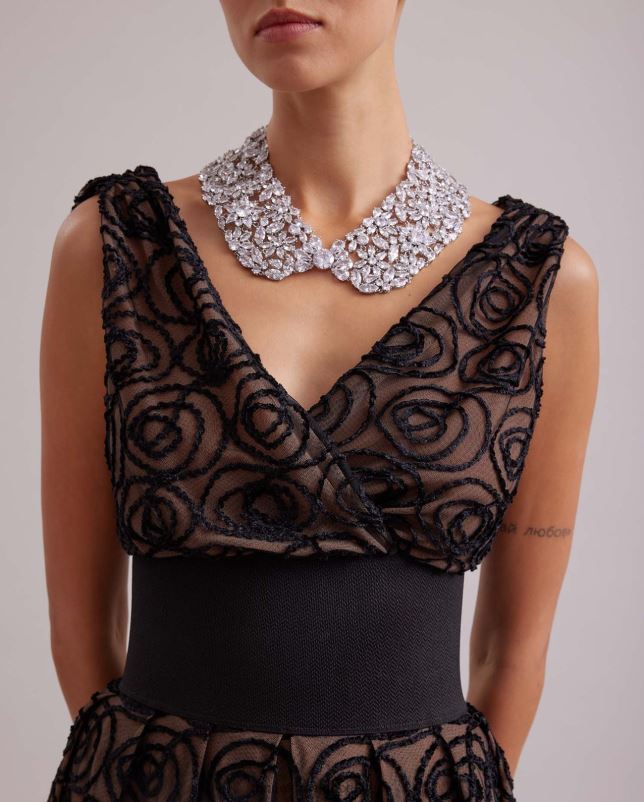 Anne Fontaine vrouwen Carolina-kraag versierd met meerdere kristallen accessoires zilver 06TRT510