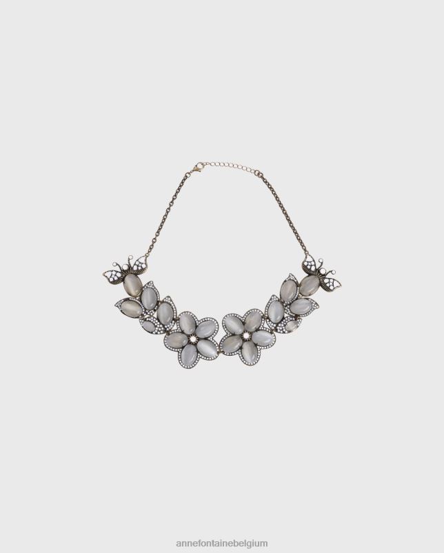 Anne Fontaine vrouwen Wlad-halsband versierd met kattenoogstenen accessoires bloemen 06TRT506