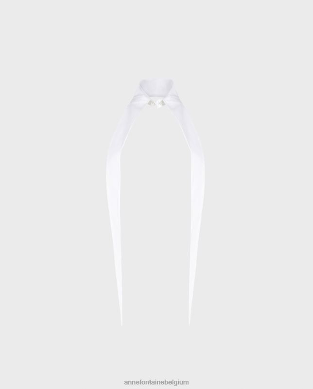 Anne Fontaine vrouwen archetkraag, oversized katoenen poplin kraag accessoires wit 06TRT513