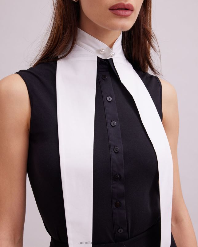 Anne Fontaine vrouwen archetkraag, oversized katoenen poplin kraag accessoires wit 06TRT513