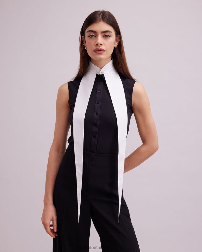 Anne Fontaine vrouwen archetkraag, oversized katoenen poplin kraag accessoires wit 06TRT513