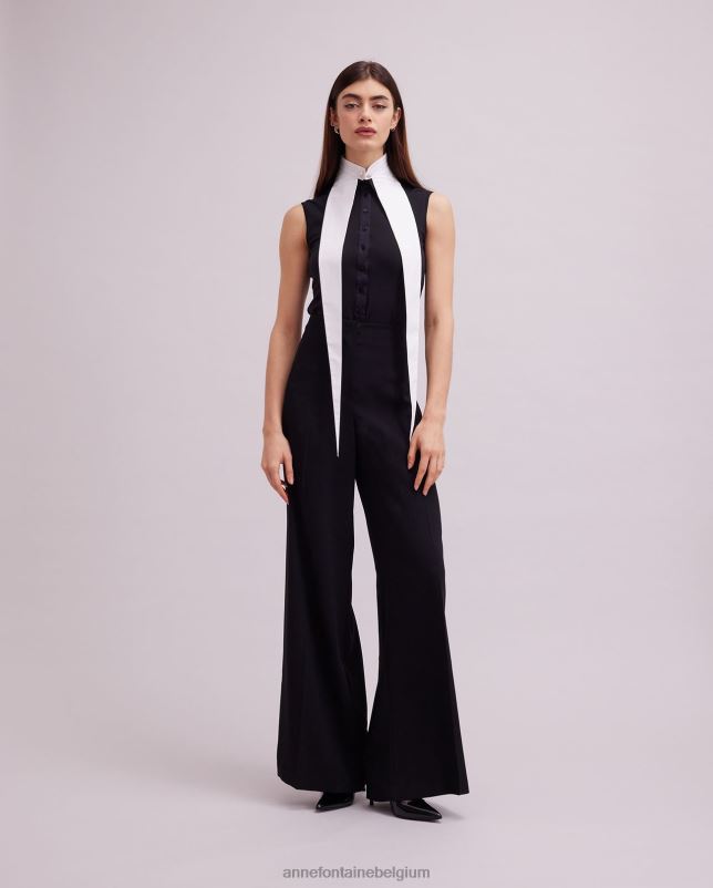 Anne Fontaine vrouwen archetkraag, oversized katoenen poplin kraag accessoires wit 06TRT513