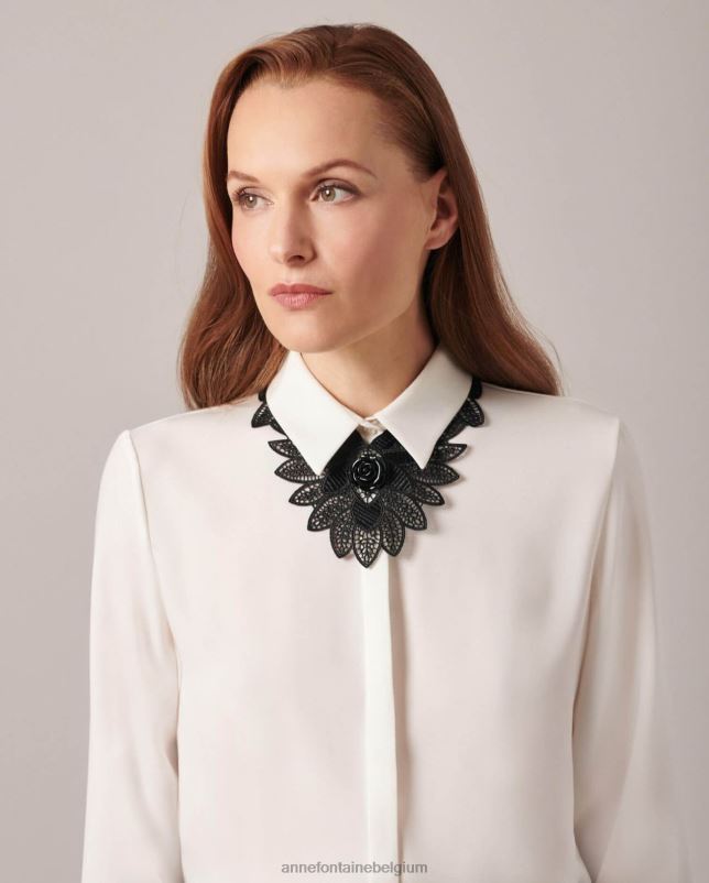 Anne Fontaine vrouwen ballad kraag gehaakte kant bloemen kraag ketting accessoires zwart 06TRT507