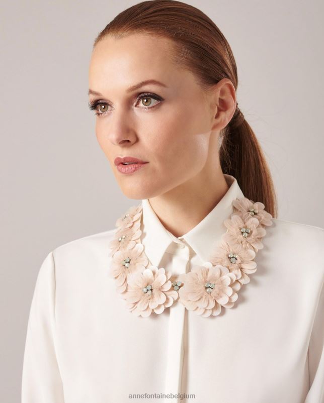 Anne Fontaine vrouwen ferdie kraag blush kraag versierd met tule en steentjes accessoires roze 06TRT515