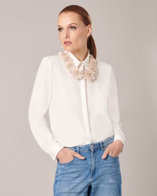 Anne Fontaine vrouwen ferdie kraag blush kraag versierd met tule en steentjes accessoires roze 06TRT515