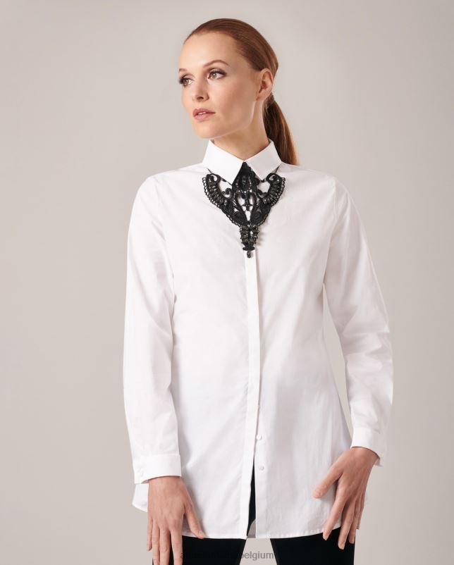 Anne Fontaine vrouwen natasha kraag kanten kraag versierd met stenen accessoires zwart 06TRT512