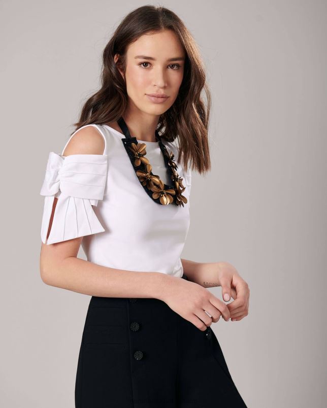 Anne Fontaine vrouwen nicole kraag stoffen kraag met bloemen en pailletten accessoires zwart goud 06TRT517