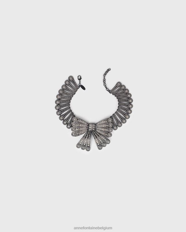 Anne Fontaine vrouwen verlaine kraag bronskleurige kraag met oversized strik en ingelegde kristallen accessoires stijlvol 06TRT508