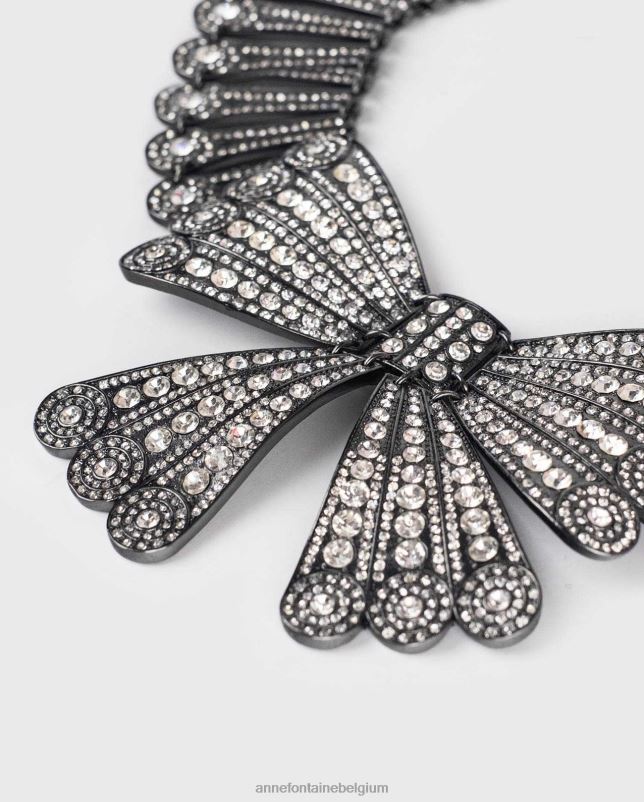 Anne Fontaine vrouwen verlaine kraag bronskleurige kraag met oversized strik en ingelegde kristallen accessoires stijlvol 06TRT508