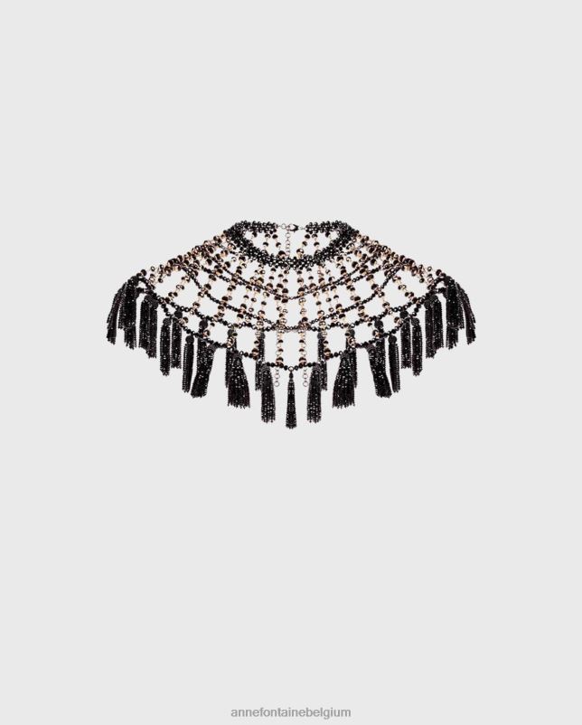 Anne Fontaine vrouwen wika kraag cape kraag versierd met kralen accessoires zwart 06TRT534