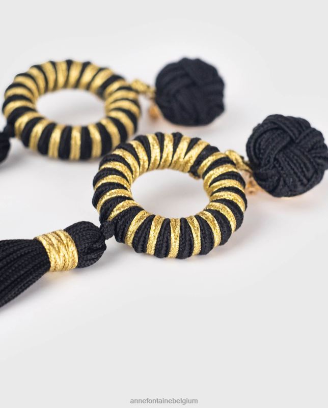 Anne Fontaine vrouwen Ernest oorbellen en sierlijke oorbellen met kwastjes accessoires zwart goud 06TRT582