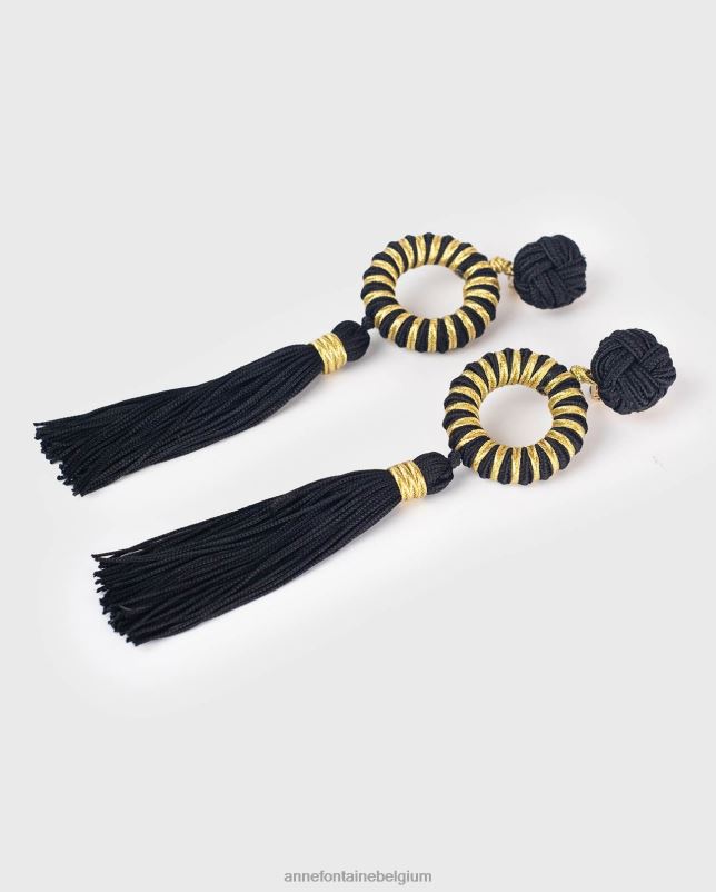 Anne Fontaine vrouwen Ernest oorbellen en sierlijke oorbellen met kwastjes accessoires zwart goud 06TRT582