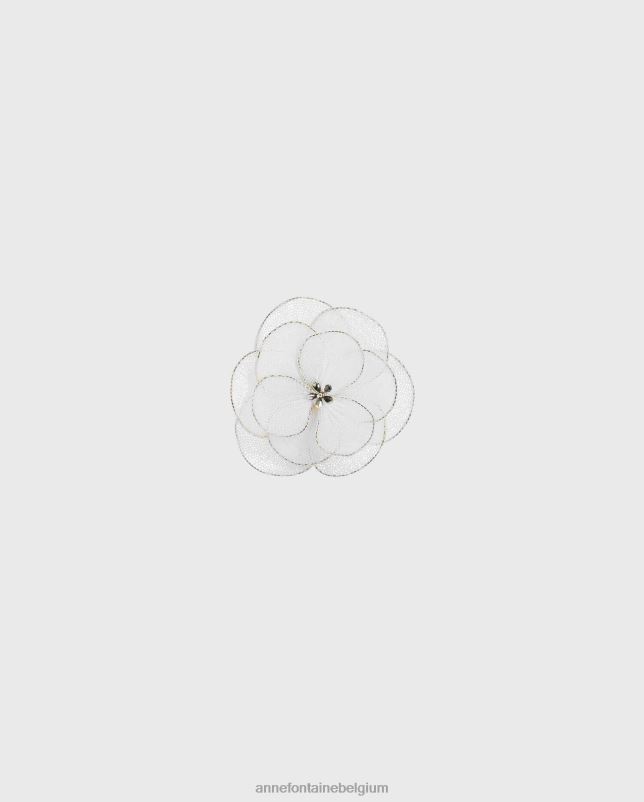 Anne Fontaine vrouwen Wilk broche bloemen mesh broche accessoires wit 06TRT591