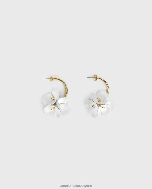 Anne Fontaine vrouwen egea oorbellen en bloemoorbellen accessoires wit goud 06TRT580