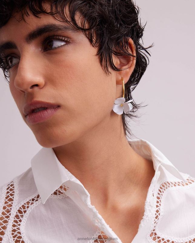 Anne Fontaine vrouwen egea oorbellen en bloemoorbellen accessoires wit goud 06TRT580