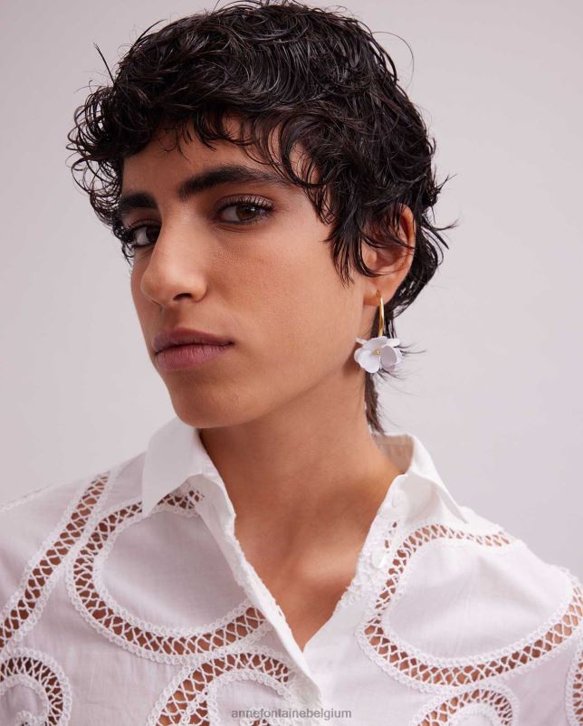 Anne Fontaine vrouwen egea oorbellen en bloemoorbellen accessoires wit goud 06TRT580
