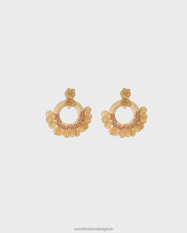 Anne Fontaine vrouwen gaizka oorbel rafia oorringen met bloemmotief accessoires beige 06TRT603