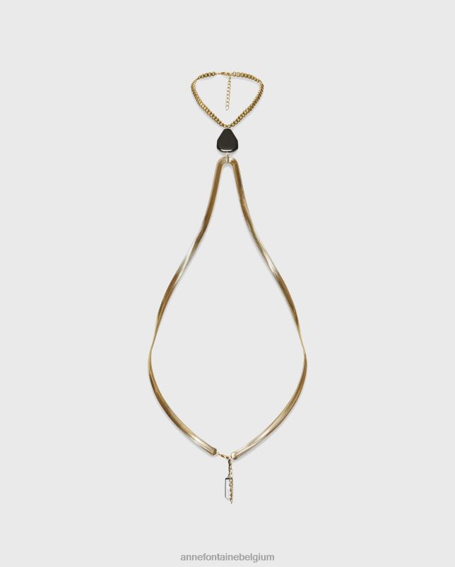 Anne Fontaine vrouwen gims bodychain lichaamsketting met agaatsteen accessoires goud 06TRT600