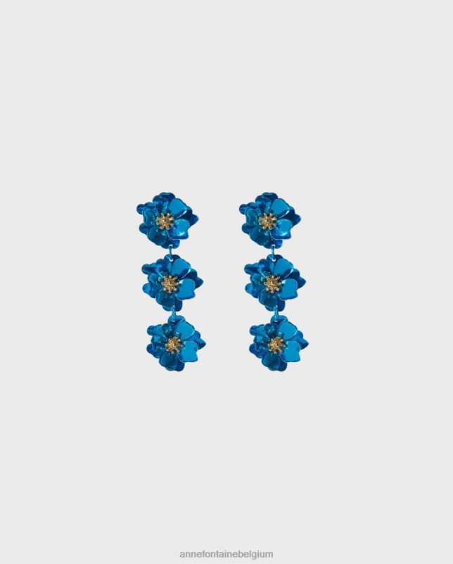 Anne Fontaine vrouwen jachtoorbellen drievoudige oorbel met midden accessoires goud/blauw 06TRT581