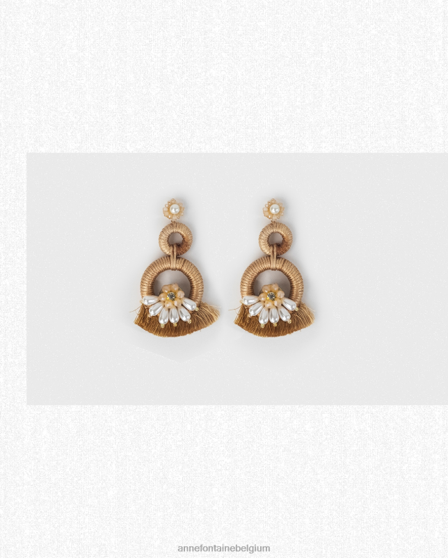 Anne Fontaine vrouwen mira oorbellen verfraaid met natuurlijke franjes en drievoudige oorbellen accessoires stijlvol 06TRT585