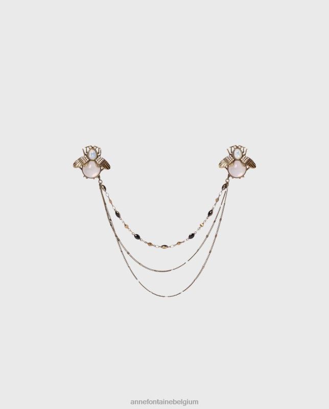 Anne Fontaine vrouwen nomade halsbandclip insectenhalsbandclips met steentjes en kettingtrio accessoires stijlvol 06TRT596