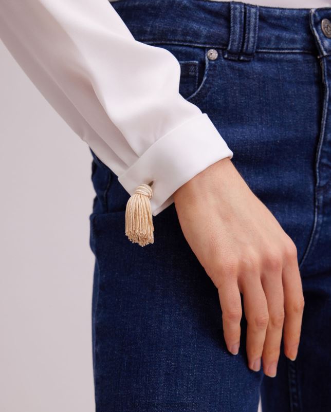 Anne Fontaine vrouwen artisa manchetknopen Manchetknopen met natuurlijke franjes accessoires stijlvol 06TRT572