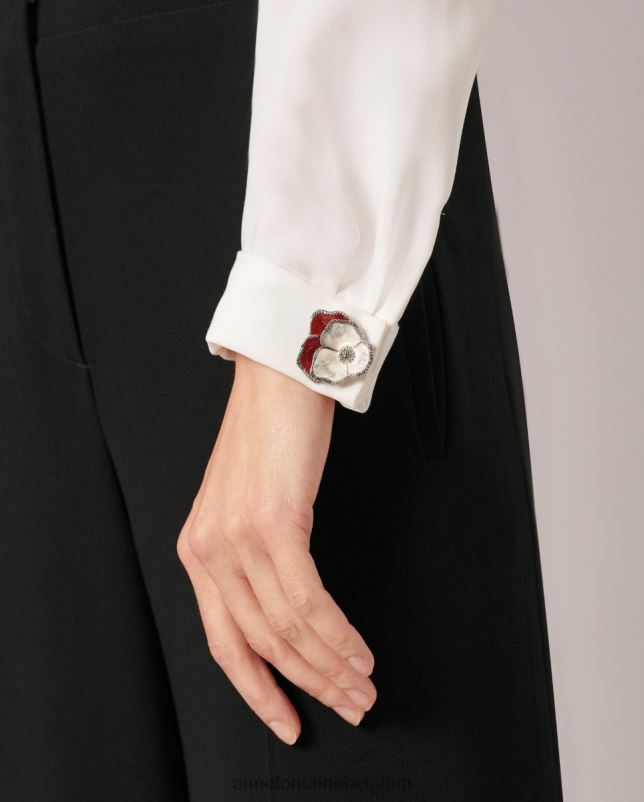 Anne Fontaine vrouwen batya manchetknopen bloemvormige manchetknopen in kersen- en accessoires wit 06TRT567