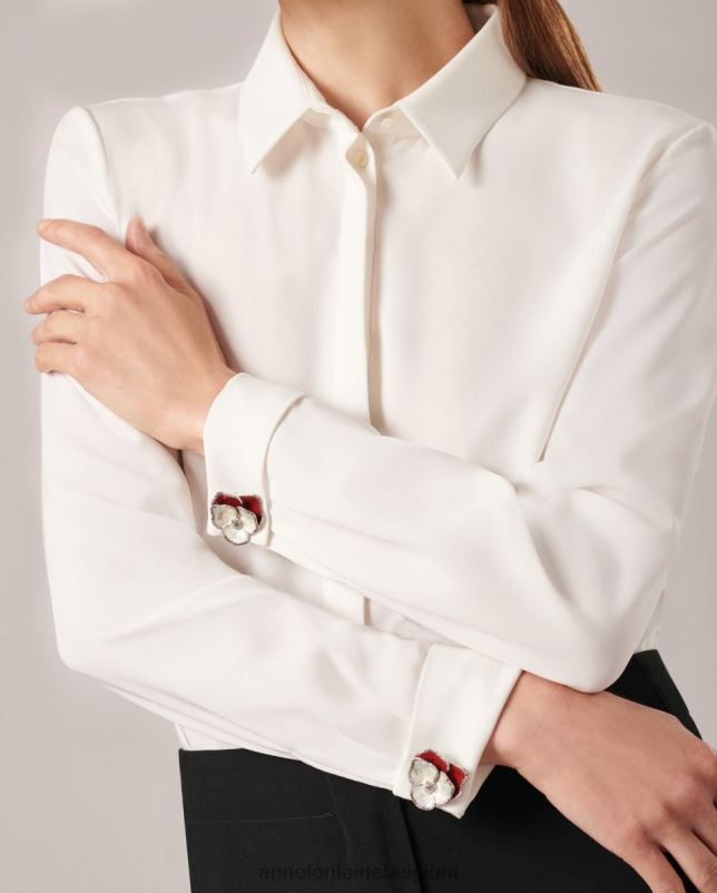 Anne Fontaine vrouwen batya manchetknopen bloemvormige manchetknopen in kersen- en accessoires wit 06TRT567