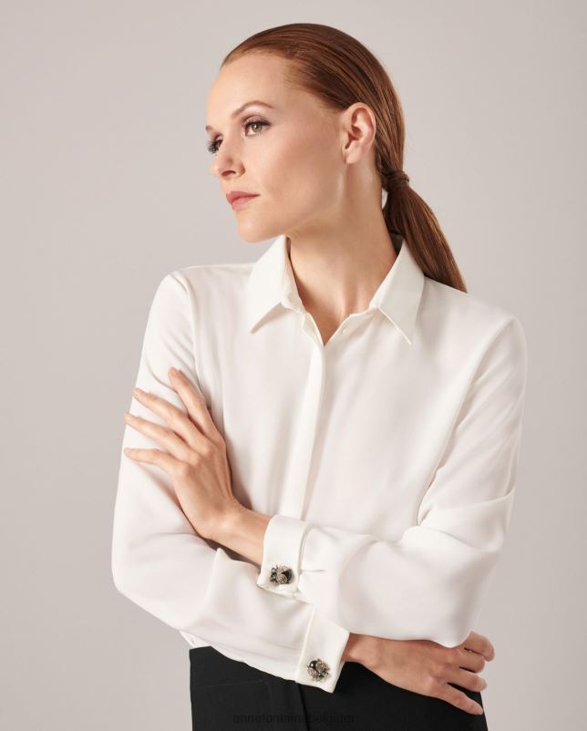 Anne Fontaine vrouwen cognac manchetknopen insectenmanchetknopen met smaragdgroene kristallen accessoires stijlvol 06TRT557