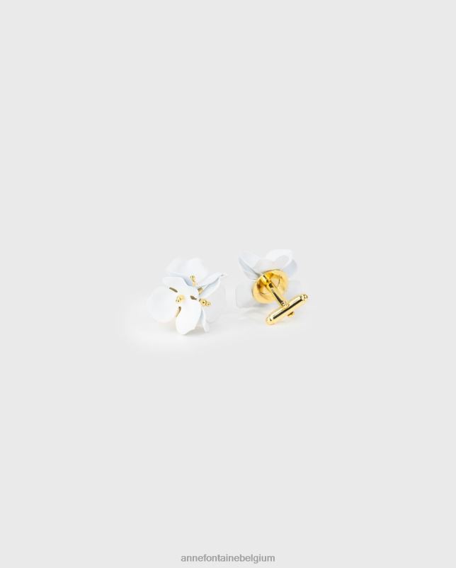 Anne Fontaine vrouwen duinmanchetknopen en manchetknopen met bloemen accessoires wit goud 06TRT539