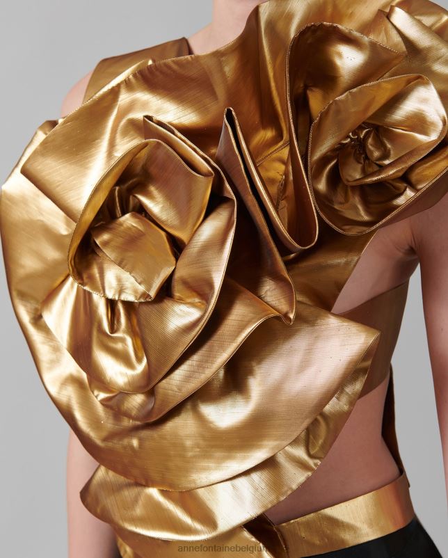 Anne Fontaine vrouwen saxo top met metallic ruches aan de voorkant accessoires goud 06TRT574