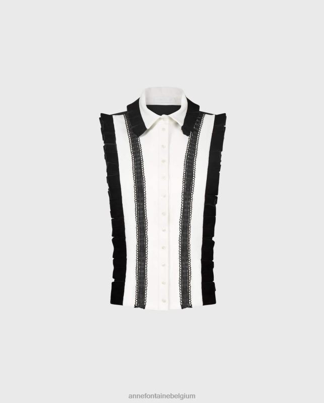 Anne Fontaine vrouwen taho shirtfront en shirtfrontkraag accessoires zwart wit 06TRT579