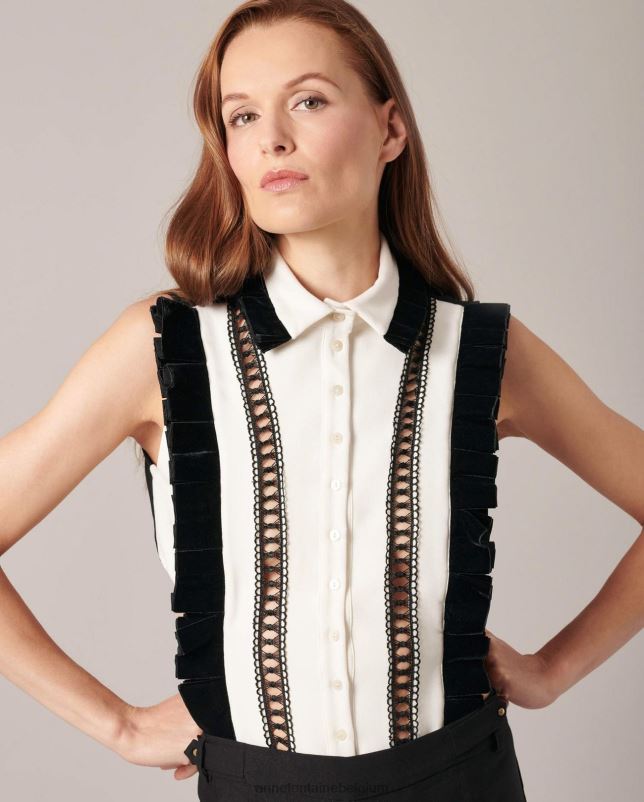 Anne Fontaine vrouwen taho shirtfront en shirtfrontkraag accessoires zwart wit 06TRT579