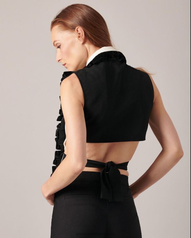 Anne Fontaine vrouwen taho shirtfront en shirtfrontkraag accessoires zwart wit 06TRT579