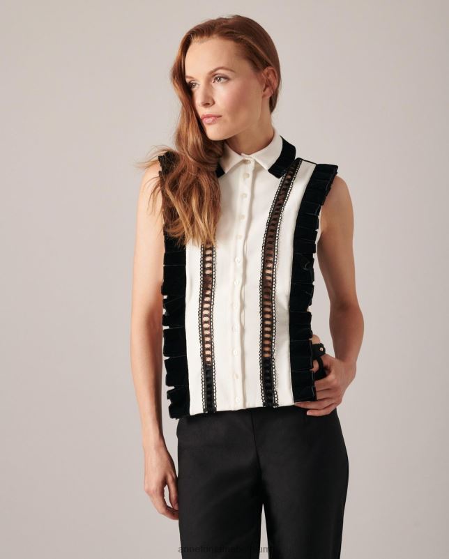 Anne Fontaine vrouwen taho shirtfront en shirtfrontkraag accessoires zwart wit 06TRT579