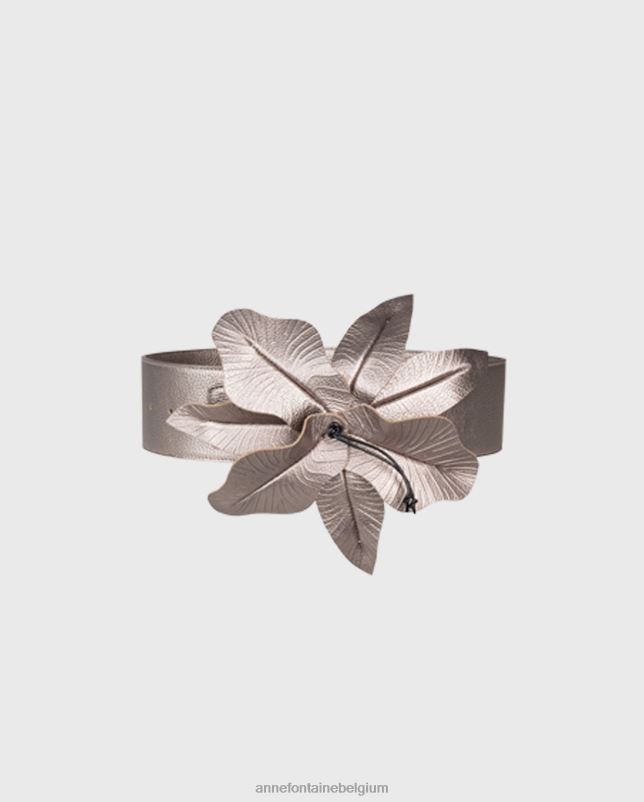 Anne Fontaine vrouwen Carrie metalen riem brede bloemenriem van metallic leer accessoires bronzen 06TRT644