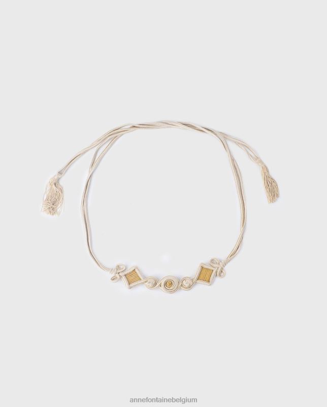 Anne Fontaine vrouwen Rosalba geweven riem met geometrische cirkels en diamantvormen accessoires natuurlijk 06TRT674