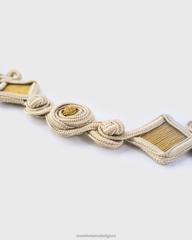 Anne Fontaine vrouwen Rosalba geweven riem met geometrische cirkels en diamantvormen accessoires natuurlijk 06TRT674
