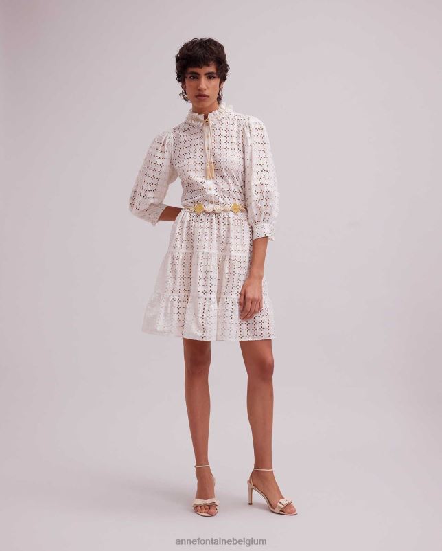 Anne Fontaine vrouwen Rosalba geweven riem met geometrische cirkels en diamantvormen accessoires natuurlijk 06TRT674