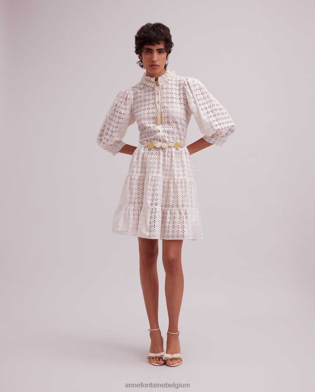 Anne Fontaine vrouwen Rosalba geweven riem met geometrische cirkels en diamantvormen accessoires natuurlijk 06TRT674