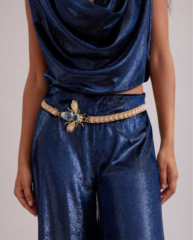 Anne Fontaine vrouwen Virginia-riem en bug-kettingriem accessoires goud/blauw 06TRT676