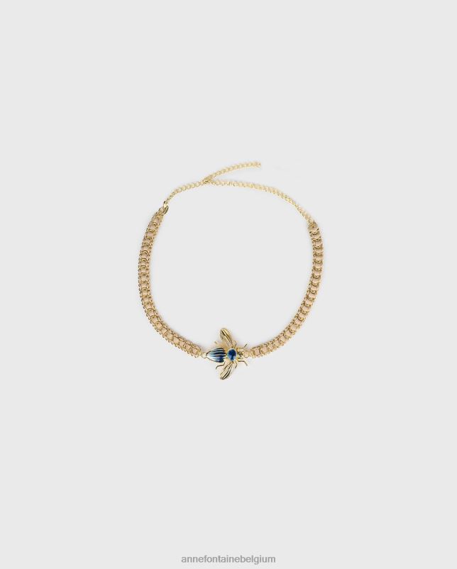 Anne Fontaine vrouwen Virginia-riem en bug-kettingriem accessoires goud/blauw 06TRT676
