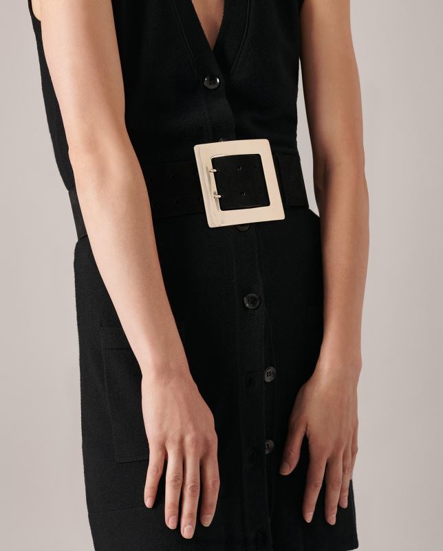 Anne Fontaine vrouwen babel riem brede suède riem met statement gesp accessoires zwart goud 06TRT646