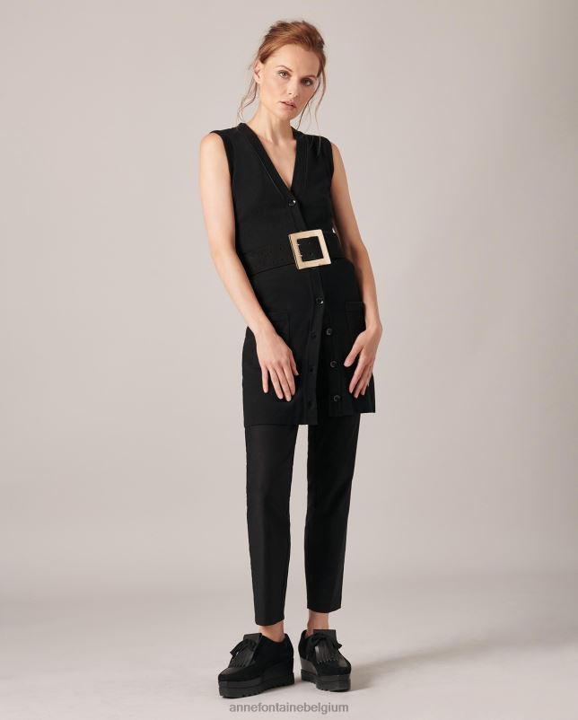 Anne Fontaine vrouwen babel riem brede suède riem met statement gesp accessoires zwart goud 06TRT646