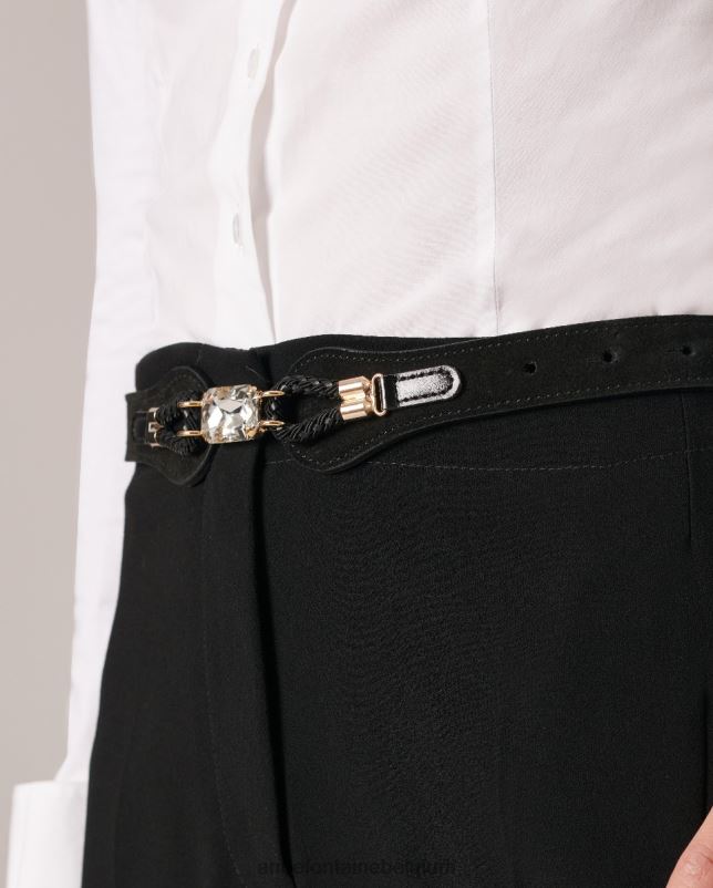 Anne Fontaine vrouwen badriem splitleren riem met kristalsteen accessoires stijlvol 06TRT671