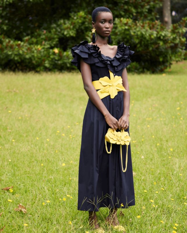 Anne Fontaine vrouwen carrie baskische riem brede leren riem met oversized bloemmotief accessoires geel 06TRT642