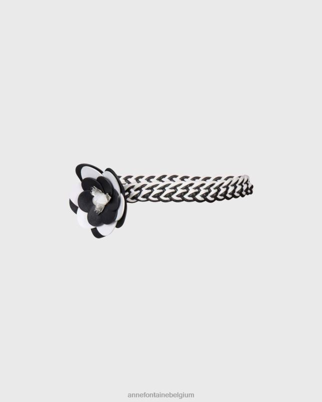 Anne Fontaine vrouwen imma riem en gevlochten leren bloemenriem accessoires zwart wit 06TRT668