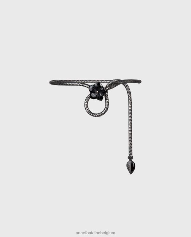 Anne Fontaine vrouwen isla - lux riem slanke metalen riem met kristallen en bloem in het midden accessoires stijlvol 06TRT660