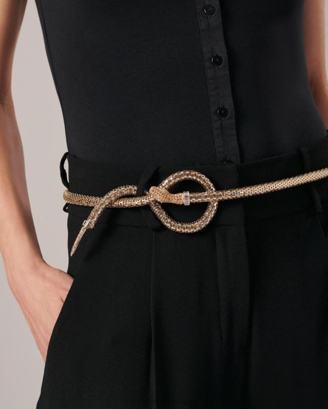 Anne Fontaine vrouwen isla riem metalen slangenriem accessoires wit goud 06TRT659